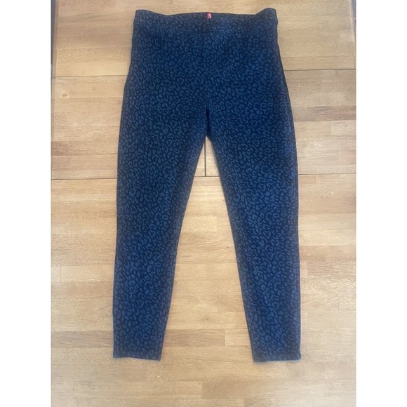 Spanx Leggings Jegging Ankle Women’s XL Blue Leopard‎ Jean-Ish Stretch - Picture 1 of 7